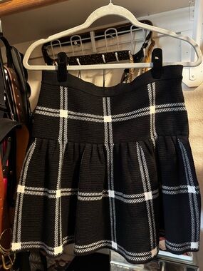 Cynthia Rowley Black & White Plaid Skater Skirt
